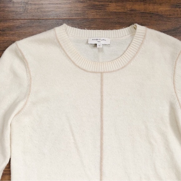 Habitual • Sora Sweater merino wool cashmere knit ivory cream soft pullover - Picture 3 of 11